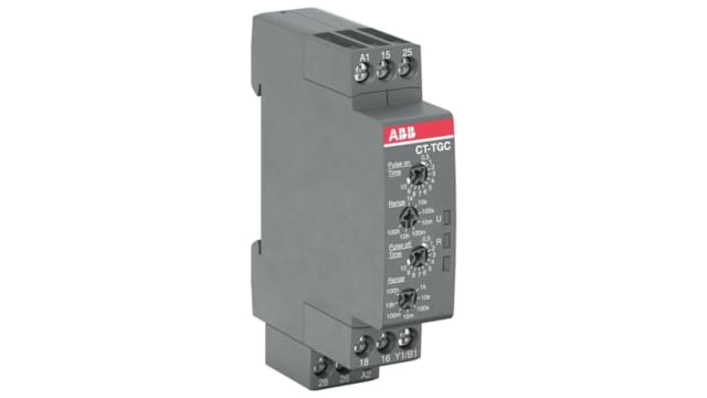 ABB CT-C Series DIN Rail, Snap-On Timer Relay, 24 → 240V ac, 2-Contact, 0.05 s - 100h, 1-Function, SPDT | 1SVR508160R0100