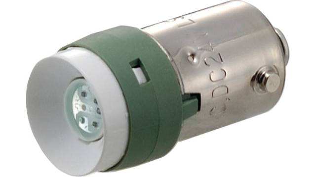 Idec Green Indicator Lamp Multichip, 12 V, BA9 Base, 10.6 mm Diameter, 200mcd | LSED-1GN