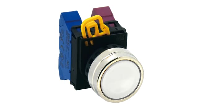 Idec YW4B Series White Momentary Push Button Head, 22 mm Cutout, IP65 | YW4B-M1W