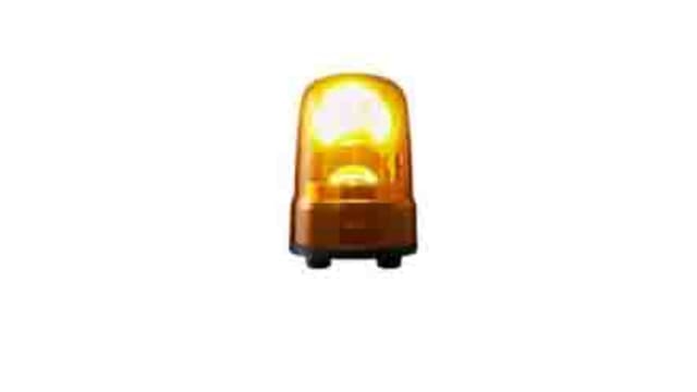 Patlite SK Series Amber Rotating Beacon, 100→ 240 VAC, Base Mount, LED Bulb, IP23 | SKS-M2J-Y