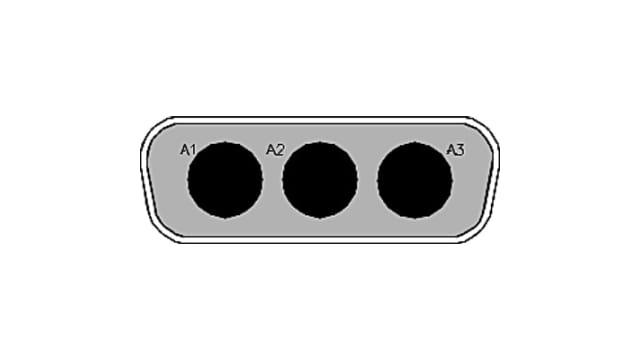 FCT from Molex 173107 3 Way Right Angle Through Hole D-Sub Connector Male 6.86 mm Pitch, with Screw | FM3W3P-1002 / 1731071012