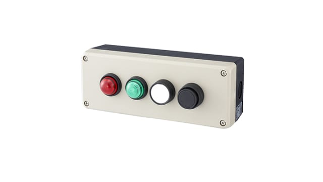 Idec Grey Polycarbonate FB Enclosure - 4 Hole 22 mm Diameter | FB3W-413Z