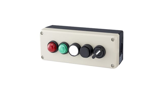 Idec Grey Polycarbonate FB Enclosure - 5 Hole 22 mm Diameter | FB3W-512Z