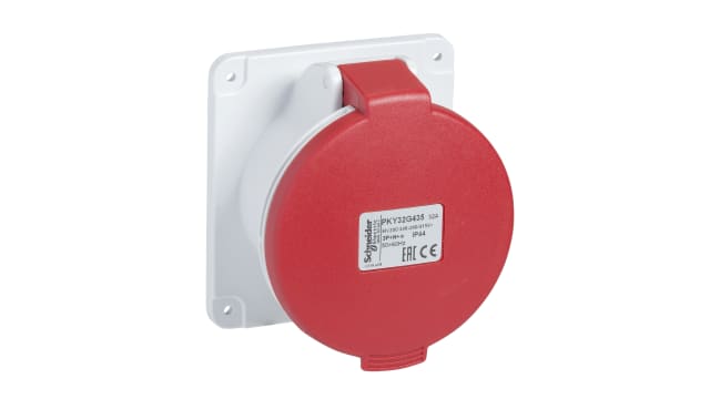 Schneider Electric, PKE IP67 Panel Mount 3P + N + E Closure Socket, Rated At 16A, 380 → 415 V,With Phase Inverter | PKY16G435