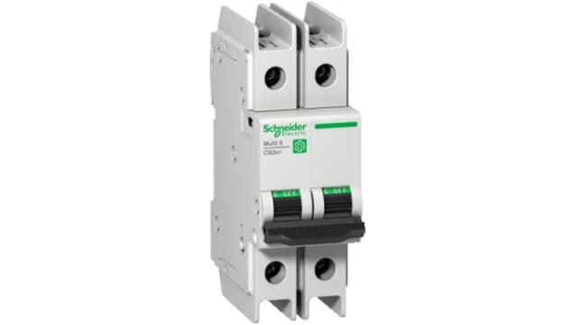 Schneider Electric Multi9 Multi 9 Miniature Circuit Breaker, 2-Pole, 1 A, Type C, 440 V ac AC, 125 V dc DC, 20 kA | M9F42201
