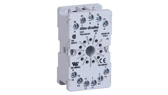 Allen Bradley 700-HN 11 Pin 300V DIN Rail, Panel Mount Relay Socket, for use with 700-HA Relay | 700-HN101