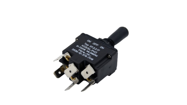 TE Connectivity Toggle Switch, Through Hole Mount, On-Off-On, DPDT, Quick Connect Terminal | 07-2-2-17