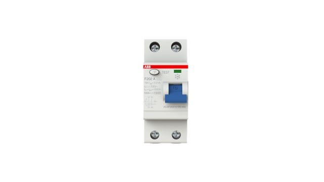 ABB F200 RCCB, 16A, 2 Pole, 10mA, Type A, 230V ac | 2CSF202101R0160 F202 A-16/0.01