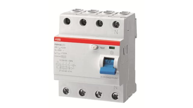 ABB F200 RCCB, 40A, 4 Pole, 100mA, Type A, 230V ac | 2CSF204101R2400 F204 A-40/0,1