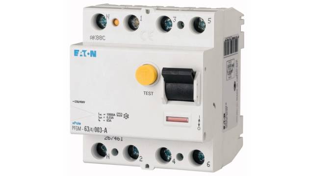 Eaton PFGM RCCB, 40A, 4 Pole, 30mA, Type A, 230 V ac, 400 V ac | 267457 PFGM-40/4/003-A