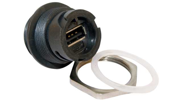 CONEC Straight, Panel Female/Female- 1 Port Type USB Type A IP67 USB Adapter USB 2.0 | 17-200001