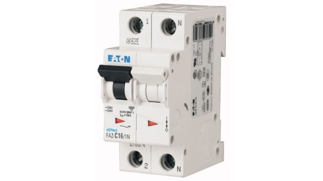 Eaton xEffect xEffect Miniature Circuit Breaker, 1-Pole, 10 A, Type D, 240 V ac AC, 6 kA Breaking Capacity | 177529 FAZ6-D10/1N
