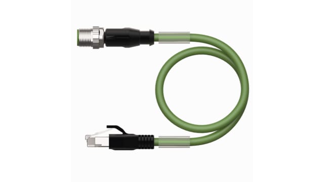 Turck M12, RJ45, 2 m Ethernet Cable, Green Screened Polyurethane Sheath | RSSD-RJ45S-4416-2M