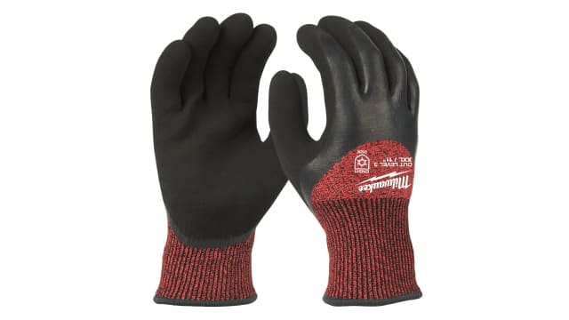 Milwaukee Winter Gloves Red Latex Cut Resistant Gloves, Size 2XL, Latex Coating | 4932471350