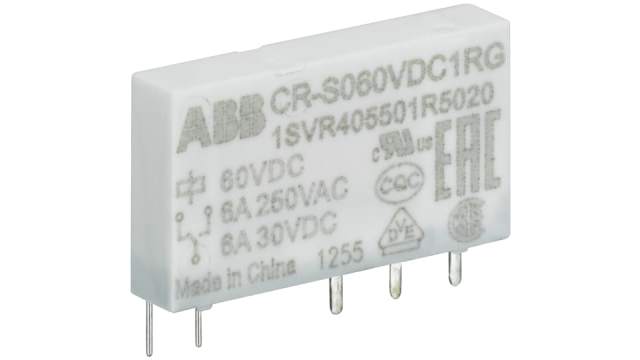 ABB CR-S Series Interface Relay, DIN Rail Mount, 24V dc Coil, SPDT, 6A Load | 1SVR405501R3020 CR-S024VDC1RG
