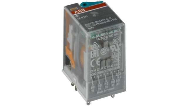 ABB CR-M Series Interface Relay, DIN Rail Mount, 12V dc Coil, 4CO (SPDT), 6A Load | 1SVR405613R4100 CR-M012DC4L