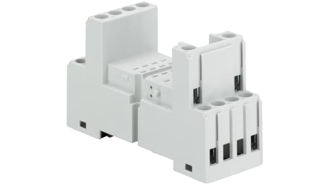 ABB CR-M DIN Rail Relay Socket, for use with CR-M Interface Relay | 1SVR405651R3000 CR-M4SS
