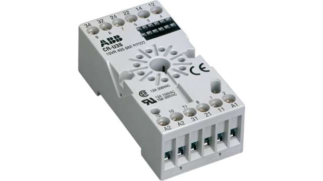 ABB CR-U 3 Pin DIN Rail Relay Socket, for use with CR-U Interface Relay | 1SVR405660R0000 CR-U3S