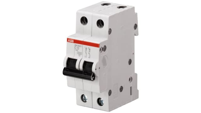 ABB ComPact Home SH200T Miniature Circuit Breaker, 2-Pole, 6 A, Type C, 440 V AC, 6 kA Breaking Capacity | 2CDS232001R0064 SH202T-C 6