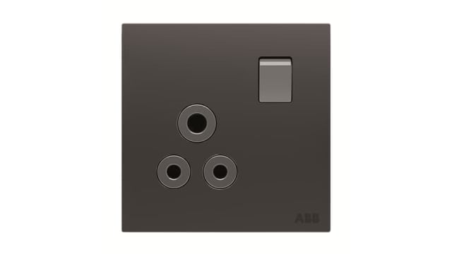 ABB AMPLIMITE 0.50 Black 1 Gang Plug Socket, 5 A, Single Socket | 2CLA623759N1501 AM22186-SB