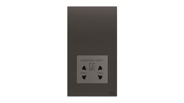 ABB AMPLIMITE 0.50 Black 2 Gang Shaver Socket, 20 A, Single Socket | 2CLA680309N1501 AM40188-SB
