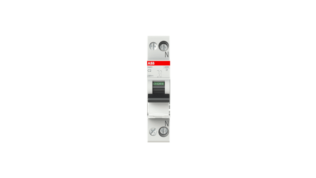 ABB MCB SN200 SN201 Miniature Circuit Breaker, 1-Pole, 2 A, Type C, 230 V ac AC, 6 kA Breaking Capacity | 2CSS255101R0024 SN201-C2 -
