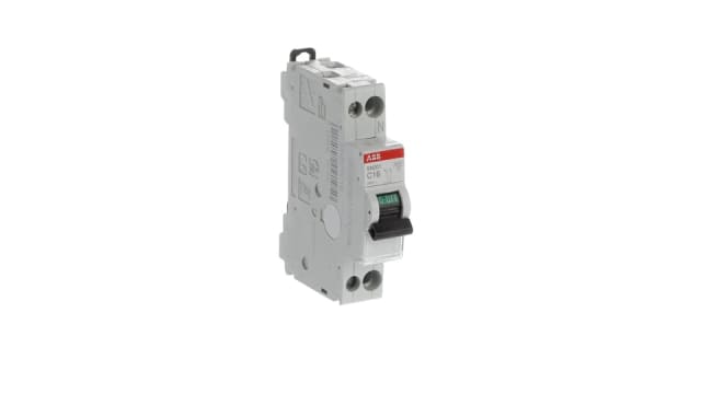 ABB MCB SN200 SN201 Miniature Circuit Breaker, 2-Pole, 16 A, Type C, 230 V ac AC, 6 kA Breaking Capacity | 2CSS255101R0164 SN201-C16 -