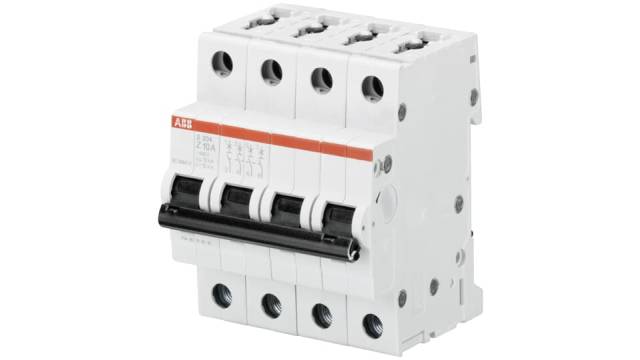 ABB System Pro M Compact S200 Miniature Circuit Breaker, 4-Pole, 20 A, Type Z, 400 V ac AC, 110 V dc DC, 20 kA Breaking | 2CDS254001R0488 S204 Z 20A - 10 KA