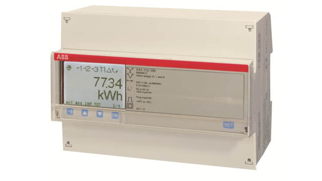 ABB 3 Phase LCD Energy Meter, Type Direct Connected | 2CMA170526R1000 A43 TRI MBUS 80A SILVER