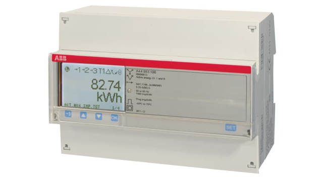 ABB 3 Phase LCD Energy Meter, Type Transformer Connected | 2CMA170546R1000 A44 TRI MBUS 6A TC PLATI