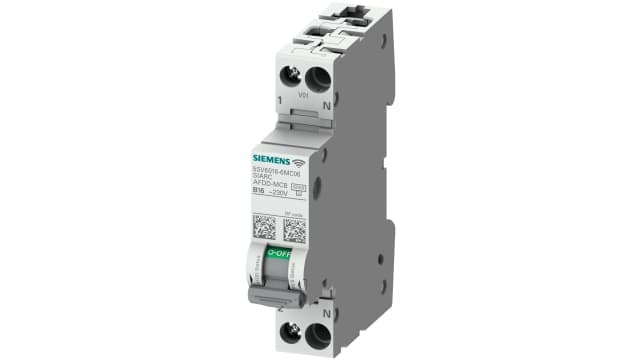 Siemens SENTRON SENTRON Fire Safety Circuit Breaker, 1-Pole, 25 A, Type B, 230 V AC, 6000 A Breaking Capacity | 5SV6016-6MC25
