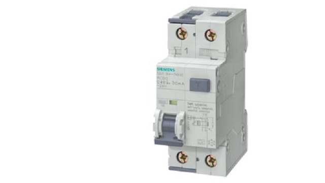 Siemens Residual Current Circuit Breaker with Overload Protection, 6 A Current Rating, 2-Pole, 10 mA Trip Sensitivity, | 5SU1154-6KK06