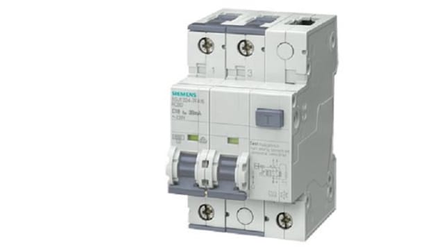 Siemens Residual Current Circuit Breaker with Overload Protection, 13 A Current Rating, 2-Pole, 30 mA Trip Sensitivity, | 5SU1324-7FA13