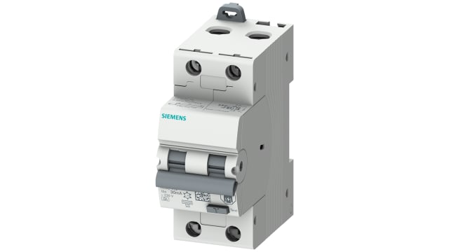 Siemens Residual Current Circuit Breaker with Overload Protection, 13 A Current Rating, 2-Pole, 30 mA Trip Sensitivity, | 5SU1324-6FP13