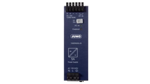 Jumo variTRON DIN Rail Power Supply, 100→200V ac ac Input, 24V dc dc Output, 3.4 → 3A Output, 80W | 705090/03-33