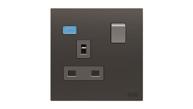 ABB Black 1 Gang Electrical Socket, 13 A, Switched | 2CLA623729N1501
