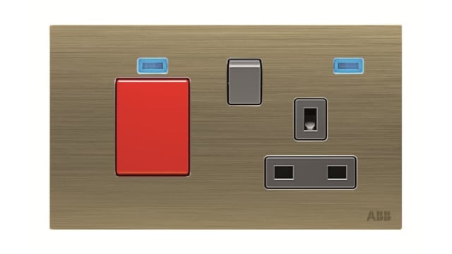 ABB Design Millenium Gold 1 Gang Plug Socket, 13 A Outdoor, BS | 2CLA643749N1601