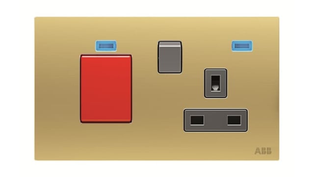 ABB Gold 1 Gang Plug Socket, 13 A Outdoor, BS | 2CLA643749N1701