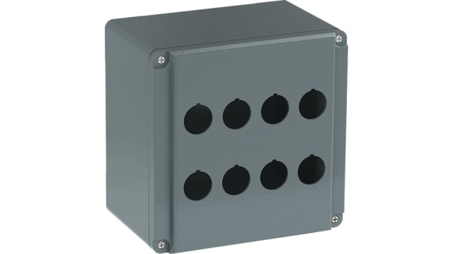 ABB Grey Aluminium Modular Metal Push Button Enclosure - 8 Hole | 1SFA170807R1008