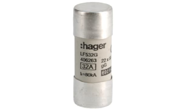 Hager 32 A GG Cartridge Fuse, 22.2 x 58 mm | LF532G