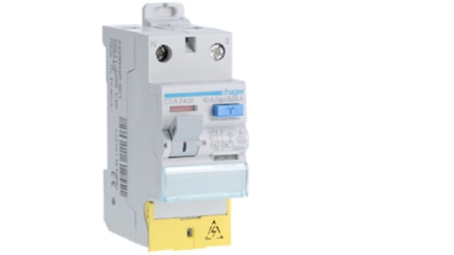 Hager CDA RCD Switch, 40A, 2 Pole, 30mA, Type A, 230V | CDA743F