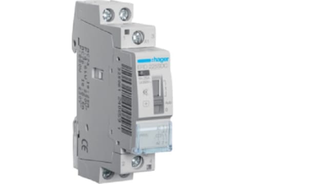 Hager ERD Contactor, 24 V Coil, 2-Pole, 25 A, 4.6 kW 24 V, 2 NO, 230V | ERD225SDC