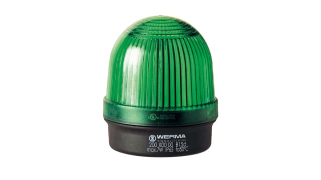 Werma 200 Series Green Continuous lighting Beacon, 12 → 230 V, Base Mount, Filament Bulb, IP65 | 200.200.00
