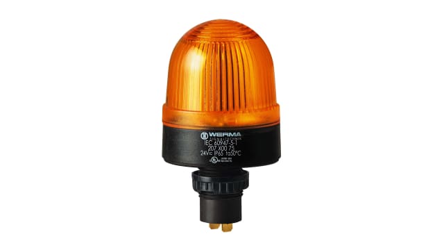 Werma 208 Series Yellow Flashing Beacon, 115 V, Built-in Mounting, Xenon Bulb | 208.300.67