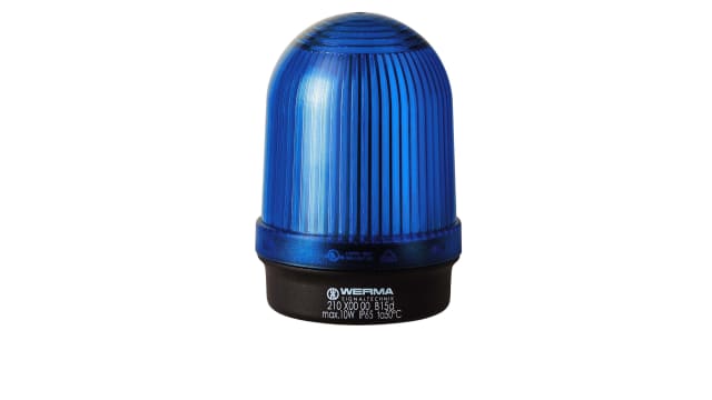 Werma 210 Series Blue Continuous lighting Beacon, 12 → 230 V, Base Mount, BA 15d Bulb, IP65 | 210.500.00
