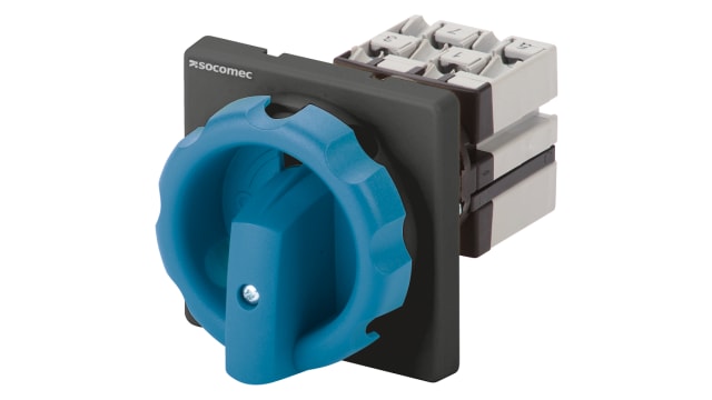 Socomec, 4P 2 Position Manual Cam Transfer Switch, 690V (Volts), 63A, Handle Actuator | 43204006