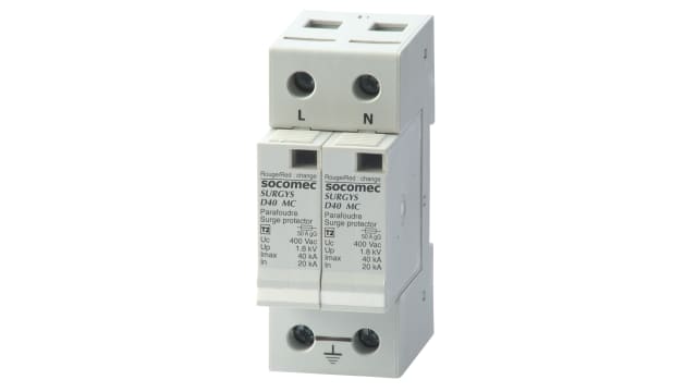Socomec Surge Arrester, 80 kA, 1.8 kV, DIN Rail | 49821422