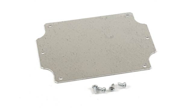 Hammond Steel Satin Texture Mounting Plate, 76 mm W, 108 mm L for Use with Flanged 1555 FF and F2F Enclosures | 1555FFPL
