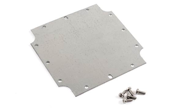 Hammond Steel Satin Texture Mounting Plate Enclosure Mount Plate, 106.85 mm W, 107.7 mm L for Use with Flanged 1555 NF | 1555NFPL