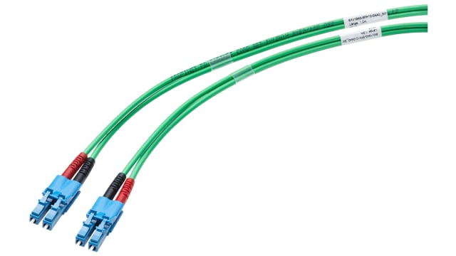 Siemens Single Mode Fibre Optic Cable, 125 μm Low Smoke Zero Halogen, Green, 1 m | 6XV18435FH100AA0